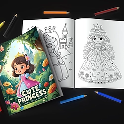 Cute Princess Coloring Book for Kids