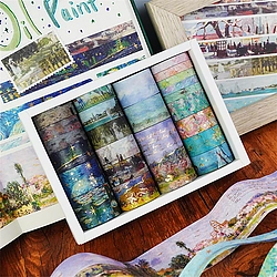 Oil Painting and Gold Foil Cute Washi Paper Tape