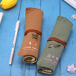 Retro Canvas Roll Pencil Bag