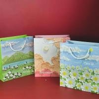 Oil Painting Style Printed Cute Packaging Gift Paper Bag